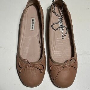 Miu Miu Women's Brown Leather Flats
